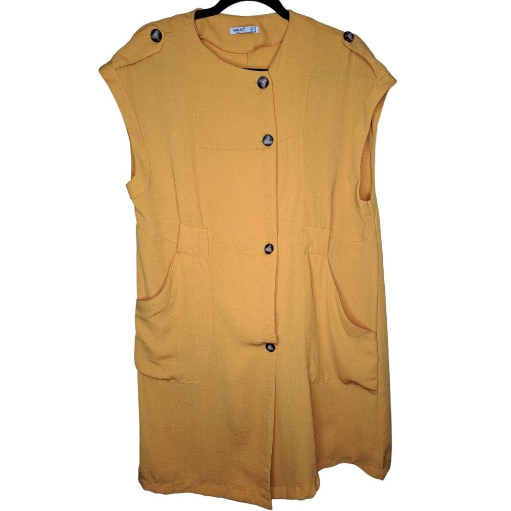 Kakao Suit Gold Sleeveless Button Up Small Dress